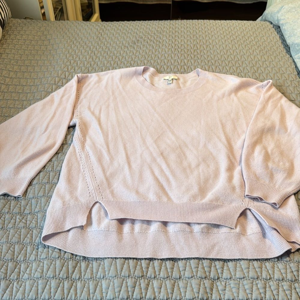 Joie Wool Split Hem Pullover Pink Sweater Size Me… - image 3